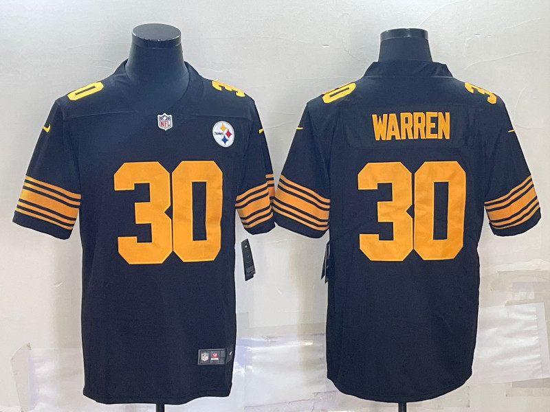 Men's Pittsburgh Steelers #30 Jaylen Warren Black Color Rush Stitched Jersey